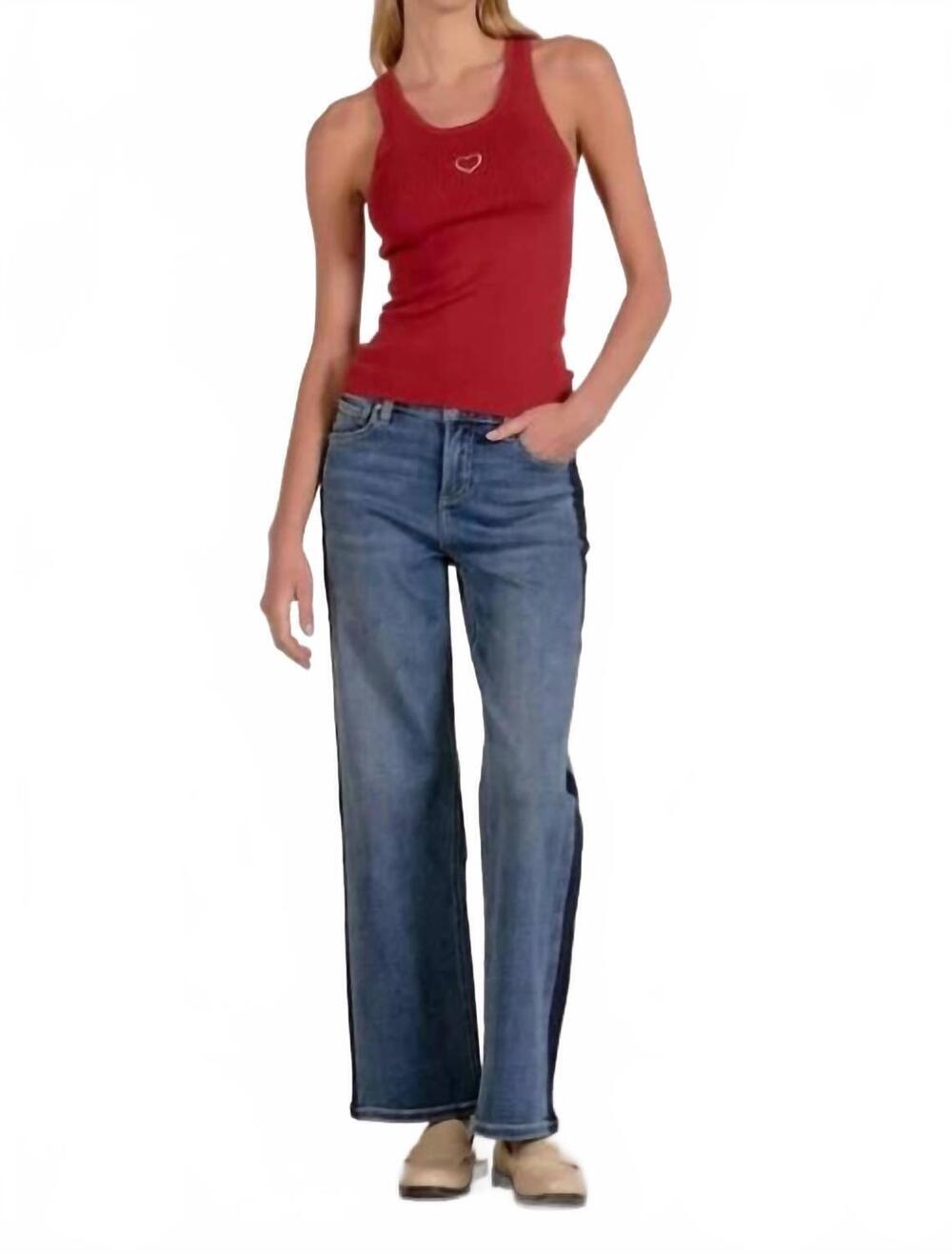 NEW ELAN contrast stitch top in red